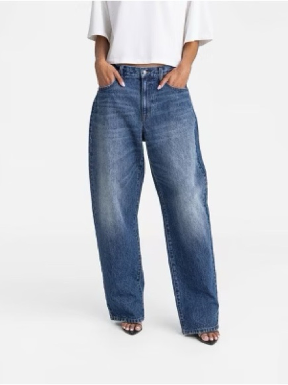High-Rise Wide Leg Blue Denim Jeans for Women